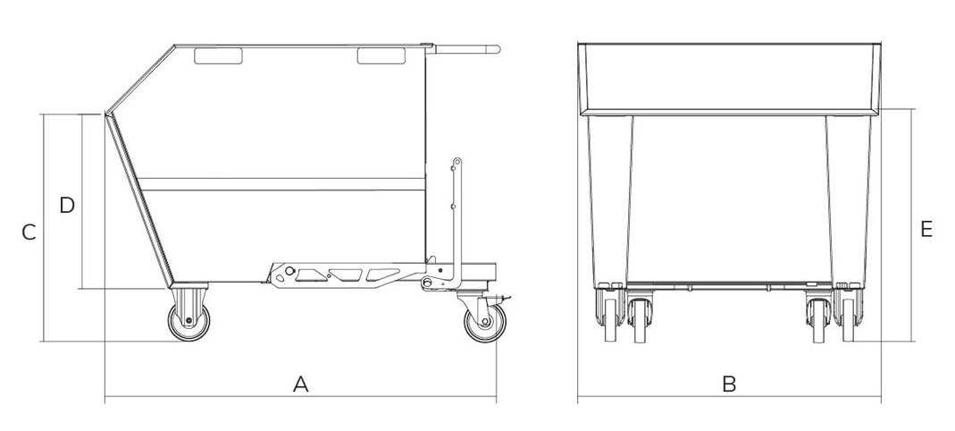 tipping skip 1000L drawing