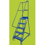 Mobile Step Ladder with 5 Steps and Spring Loaded Wheels
