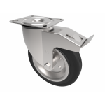 Black Rubber Wheel Swivel Braked Castor 200mm