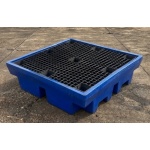 Used Blue Polyethylene Sump Pallet For 4 Drums