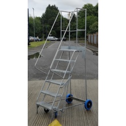 6 Step Galvanised Mobile Ladder - Angle Shot