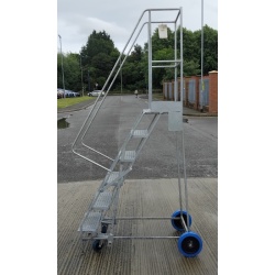 6 Step Galvanised Mobile Ladder - Side On