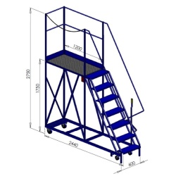 7 Step Gantry Platform with Left Access - Chained Off