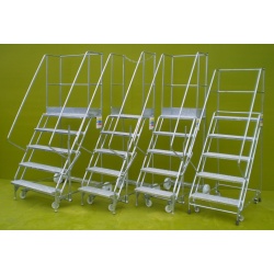 Mobile steps galvanised finish