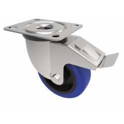 Blue Rubber Wheel Swivel Braked Castor 80mm