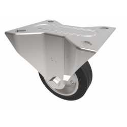 Black Rubber Wheel Fixed Castor 160mm