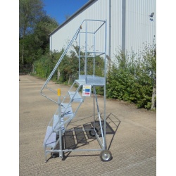 Second Hand 5 Step Wide Mobile Ladder Side View