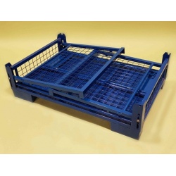 Folding Gitter Box Mesh Stillage with Half Drop Front collapsed