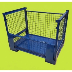 Folding Gitter Box Mesh Stillage with Half Drop Front Open