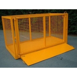 Forklift Goods Cages for moving goods by forklift and not persons with folding flap and mesh