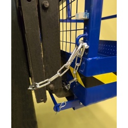 Forklift Cage Showing Securing Chains On Fork Truck WP300