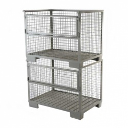 Gitter Box Mesh Stillage with Half Drop Front Double Stacked