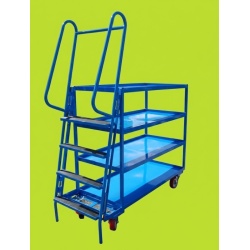 Heavy Duty Vertical Stepped Picking Trolley, 5 Step, 4 Tier