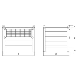 Standard Stillage with Mesh Half Drop Front 800kg Drawing