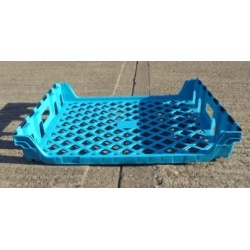 Second Hand Used Blue Vented Plastic Tray Side