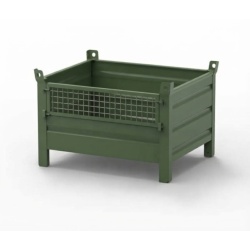 Sheet Steel Stillage with Mesh Half Drop Front
