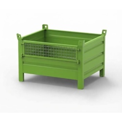 Sheet Steel Stillage with Mesh Half Drop Front