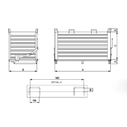 Heavy Duty Drop Bottom Skip 2000kg Drawing