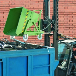 Roll Forward Tipping Skip On Forklift 