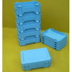 Used Plastic Security Tote Box Stacked