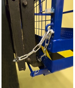 Forklift Cage Showing Securing Chains On Fork Truck WP300