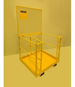 Yellow WP25 Forklift Safety Access Cage - Front On Open