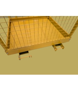 Yellow WP25 Forklift Safety Access Cage - Showing Heel Hooks
