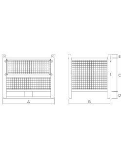 Heavy Duty Wire Mesh Stillage with Half Drop Front 1000kg Drawing 