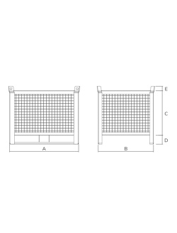 Heavy Duty Wire Mesh Stillage 1000kg Drawing