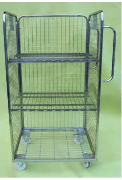 3 Sided Merchandising Trolley with 2 shelves