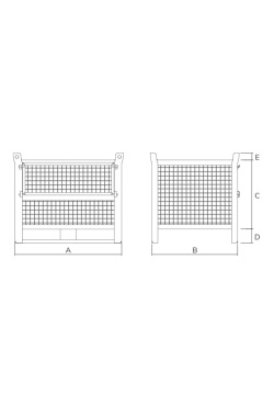 Heavy Duty Wire Mesh Stillage with Half Drop Front 1000kg Drawing 