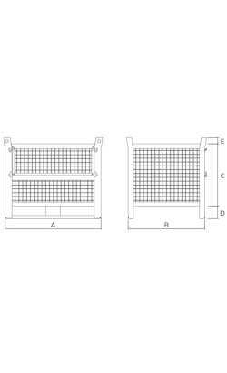 TITAN Wire Mesh Stillage with Half Drop Front 1500kg Drawing