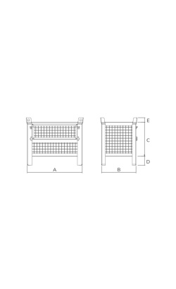 Standard Wire Mesh Stillage with Half Drop Front 500kg Drawing