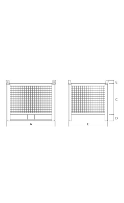 Heavy Duty Wire Mesh Stillage 1000kg Drawing