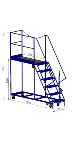 6 Step Gantry Platform with Right Access - Chained Off