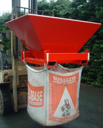 Custom bulk bag loading hopper for fire wood