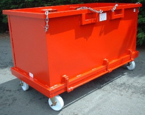 Drop Bottom Skip Bin with Wheels and Castors