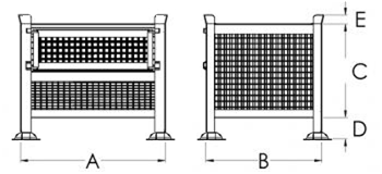 Drawing of Mesh Cupped Feet Stillage